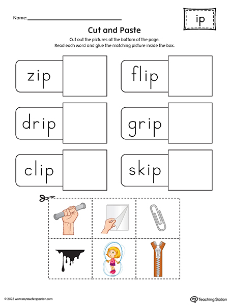 IP Word Family Cut-and-Paste Printable PDF