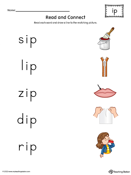 IP Word Family Read and Connect to Image Printable PDF