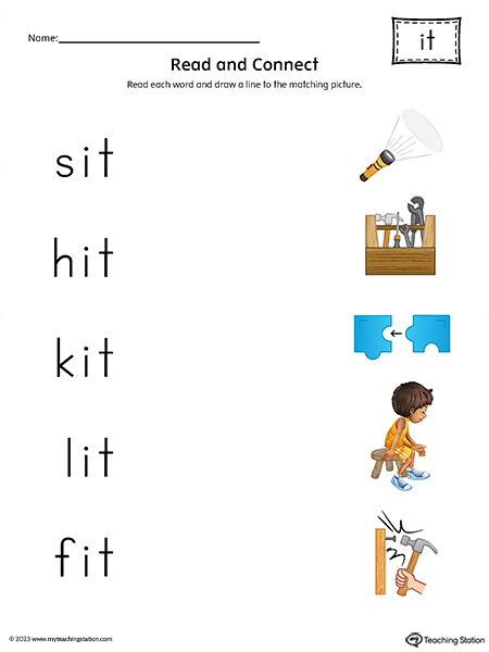 IT Word Family Read and Connect to Image Printable PDF