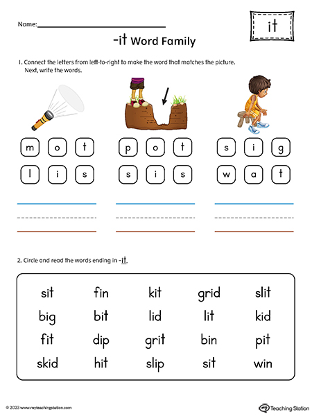 IT Word Family Read and Spell Simple Words Printable PDF