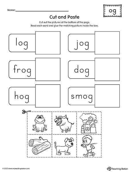 OG Word Family Match and Spell Words Worksheet | MyTeachingStation.com