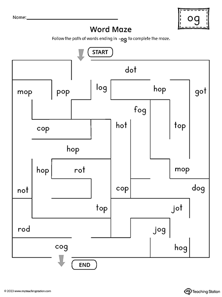 OG Word Family Word Maze Worksheet