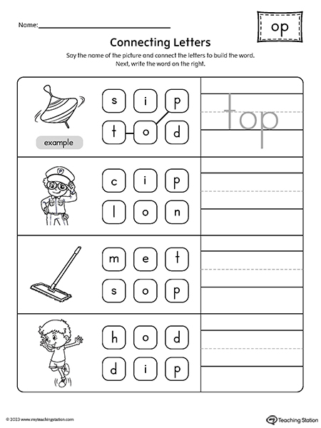 OP Word Family Build Words Worksheet