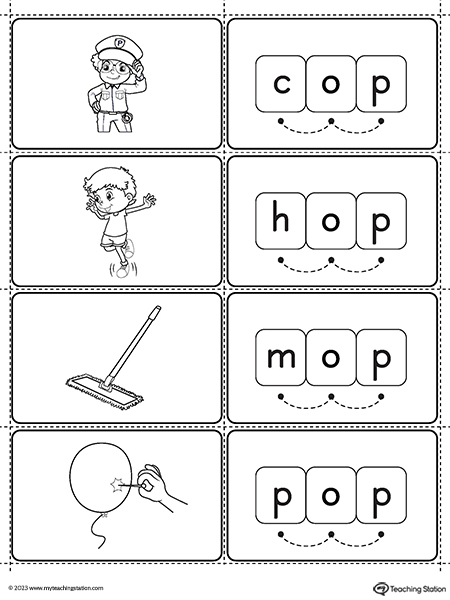 OP Word Family Small Picture Cards Printable PDF