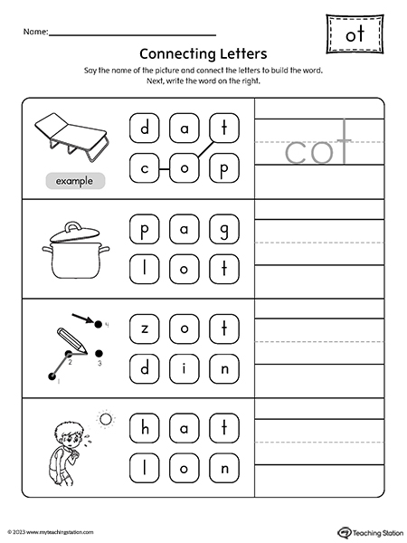 OT Word Family Build CVC Words Worksheet