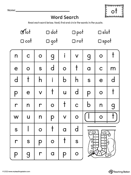 OT Word Family Word Search Worksheet