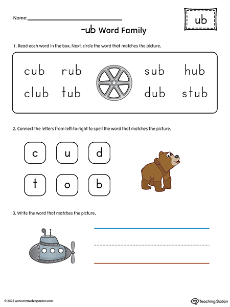 UB Word Family Printable PDF