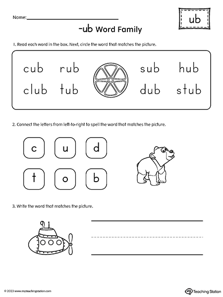 UB Word Family Worksheet