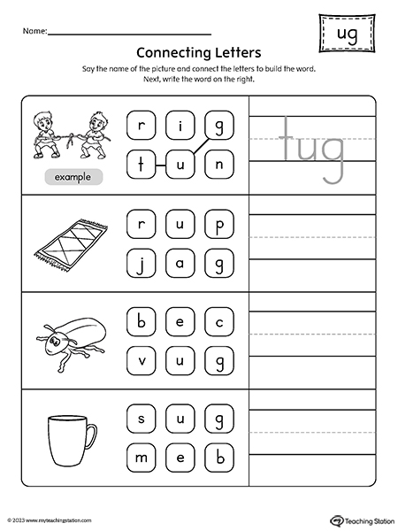 UG Word Family Build Words Worksheet