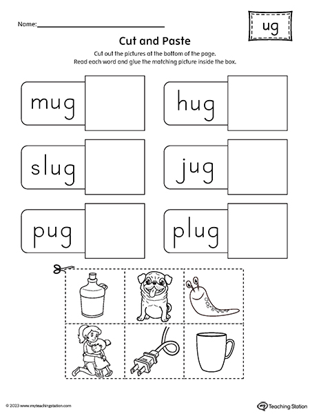 UG Word Family Cut-and-Paste Worksheet