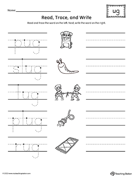 UG Word Family Read and Write Worksheet
