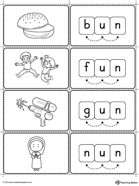 UN Word Family Small Picture Cards Printable PDF