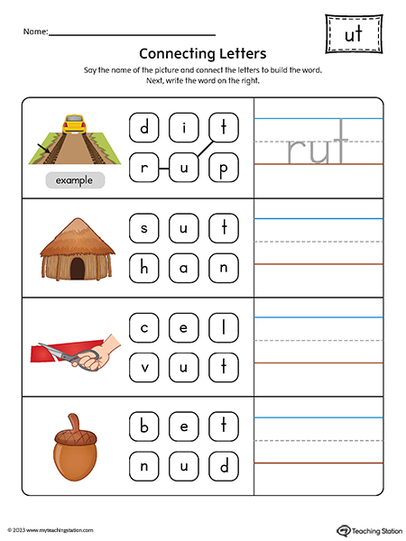 UT Word Family Build Words Printable PDF