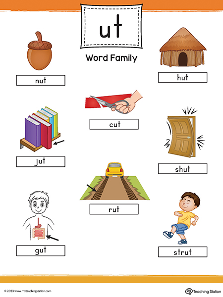 UT Word Family Image Poster Printable PDF
