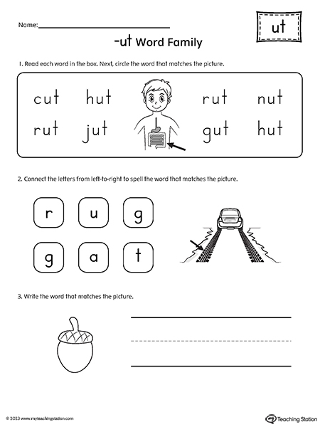 UT Word Family Worksheet