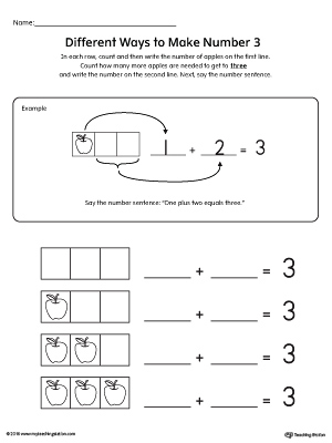 Different Ways to Make Number 3 Printable Worksheet