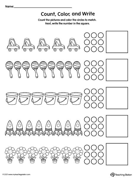 Count and write numbers 1-10 with this fun preschool printable.