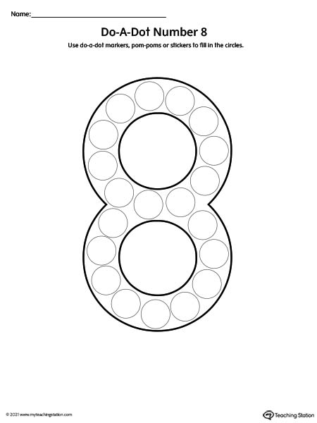 Number eight do-a-dot printable activity.