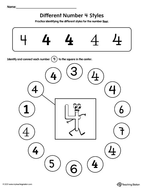 Number 4 Variations Worksheet