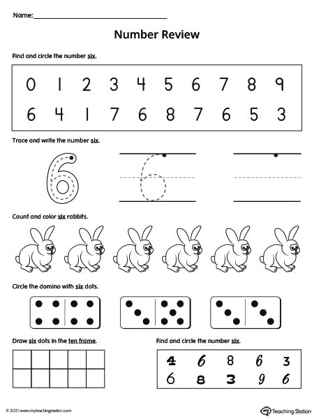 Number 6 Review Worksheet