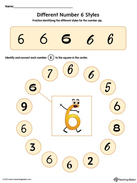 Number 6 Variations Worksheet (Color)