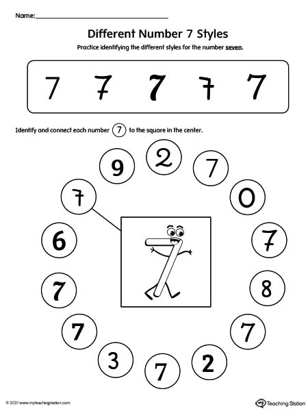 Number 7 Variations Worksheet