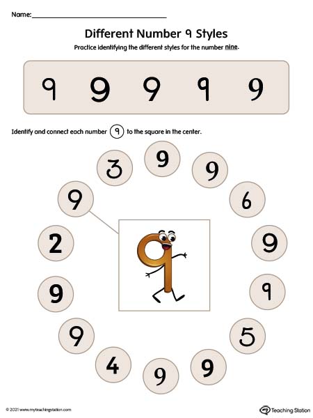 Number 9 Variations Worksheet (Color)