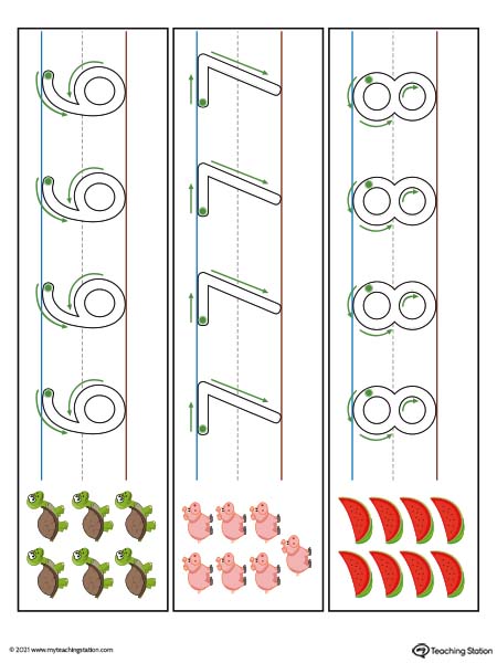 Traceable number formation cards. Perfect for kids to learn number formation. The mats can be laminated and re-usable at the beginning of every class. Available in color.