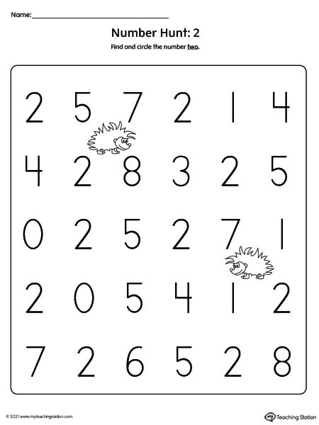 Number Recognition Worksheet: Find and Circle Number 2