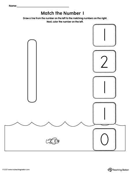 Match the Number Printable Worksheet: 1