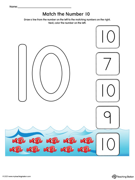 Practice number recognition by drawing a line to the matching numbers in this printable worksheet. Featuring number one. Available in color.