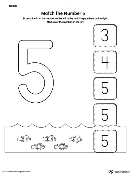 Practice number recognition by drawing a line to the matching numbers in this printable worksheet. Featuring number one.