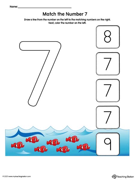 Practice number recognition by drawing a line to the matching numbers in this printable worksheet. Featuring number one. Available in color.