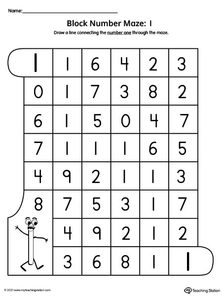 Number Maze Worksheet: 1