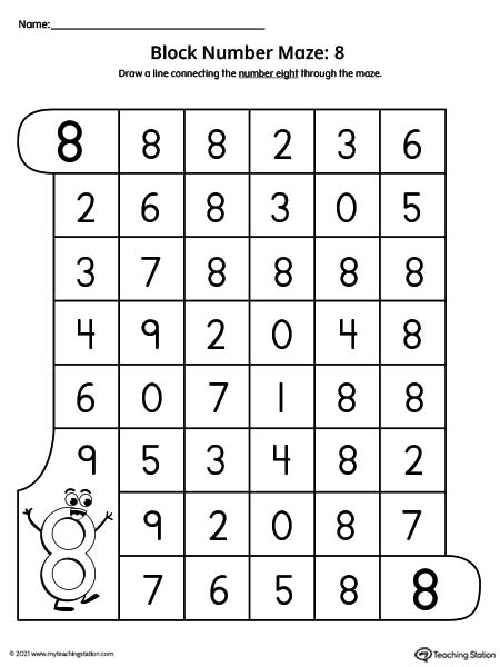 Number Maze Worksheet: 8