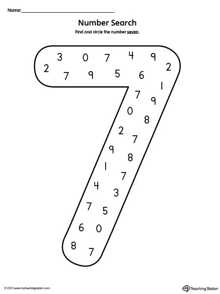 Number Search Worksheet: 7