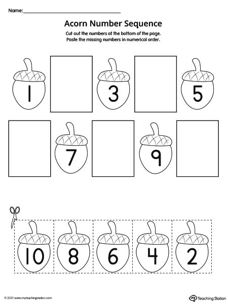 Number Sequence 1-10 Cut and Paste