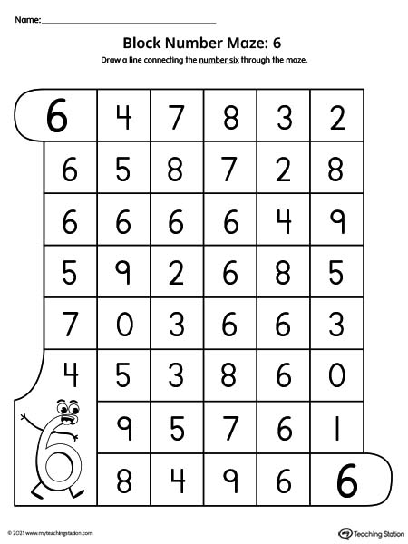 Number Maze Worksheet: 6
