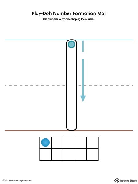 Play-Doh Number Formation Printable Mat: 1 (Color)