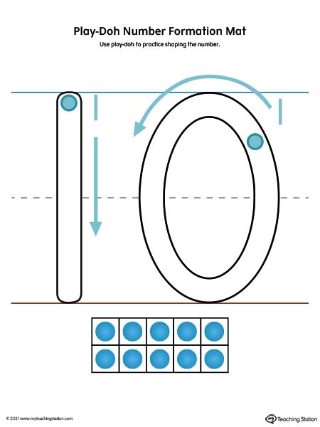 Play-Doh Number Formation Printable Mat: 10 (Color)