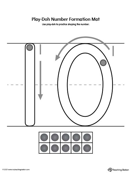 Play-Doh Number Formation Printable Mat: 10