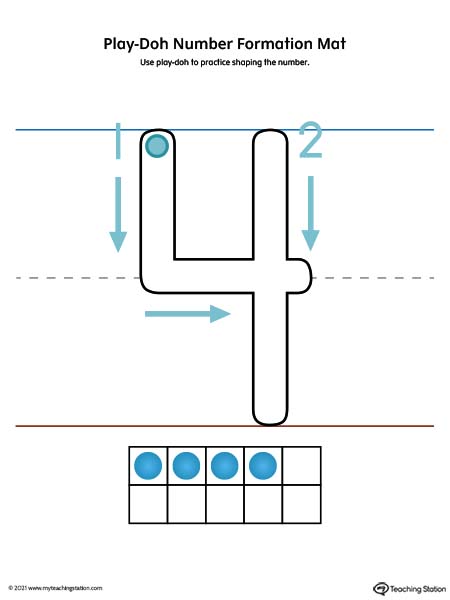 Play-Doh Number Formation Printable Mat: 4 (Color)