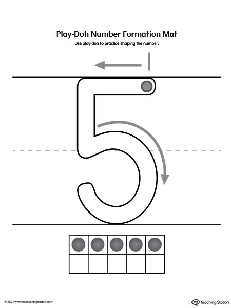 Play-Doh Number Formation Printable Mat: 5