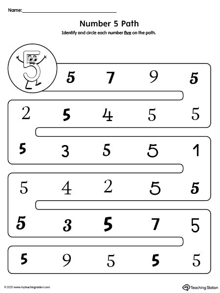 Different Number Styles Worksheet: 5