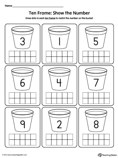 Ten Frame Printable Worksheet Numbers-1-10