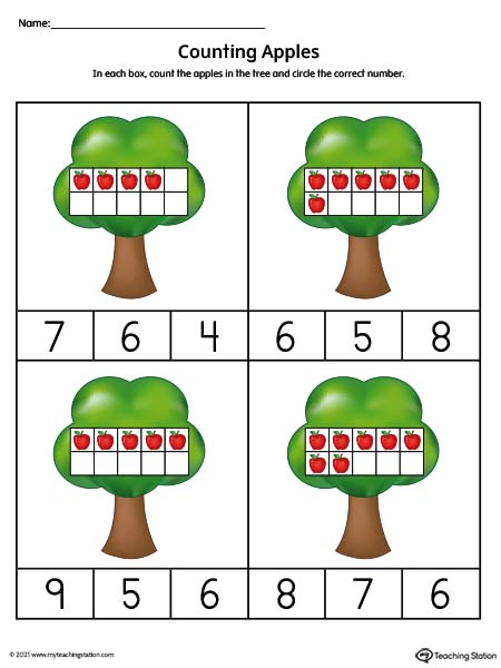 Ten frame printable worksheet for numbers 1-10. Available in color.