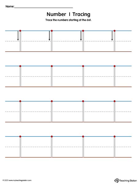 Number Tracing Mat: 1 (Color)