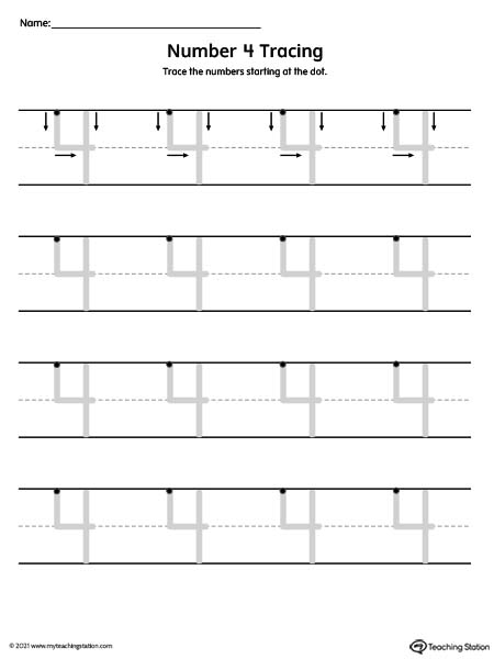 Number Tracing Mat: 4