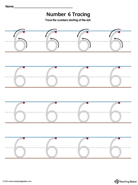 Number Tracing Mat: 6 (Color)