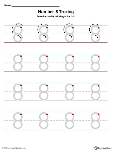 Number Tracing Mat: 8 (Color)